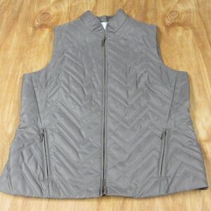 JH COLLECTIBLES Quilted Taupe Vest Size XL Padded Full Zip Closure Puffer Gilet